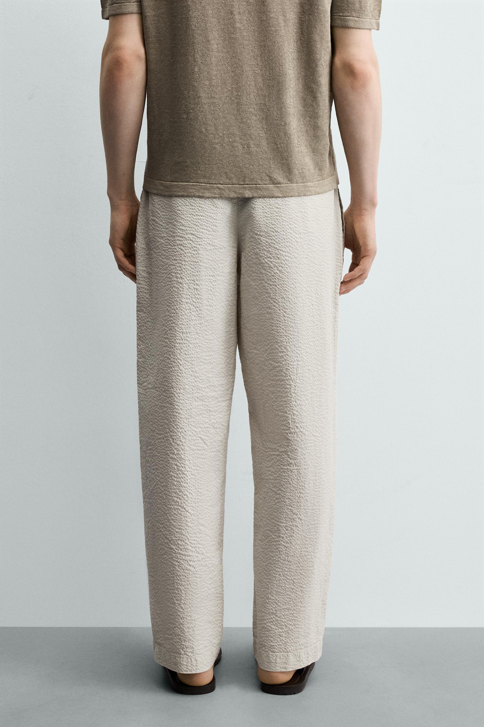 SEERSUCKER STRAIGHT FIT PANTS